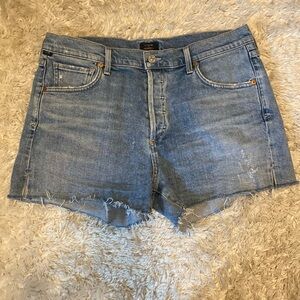 Citizens Of Humanity Blue Jean Shorts Frayed Hem Casual